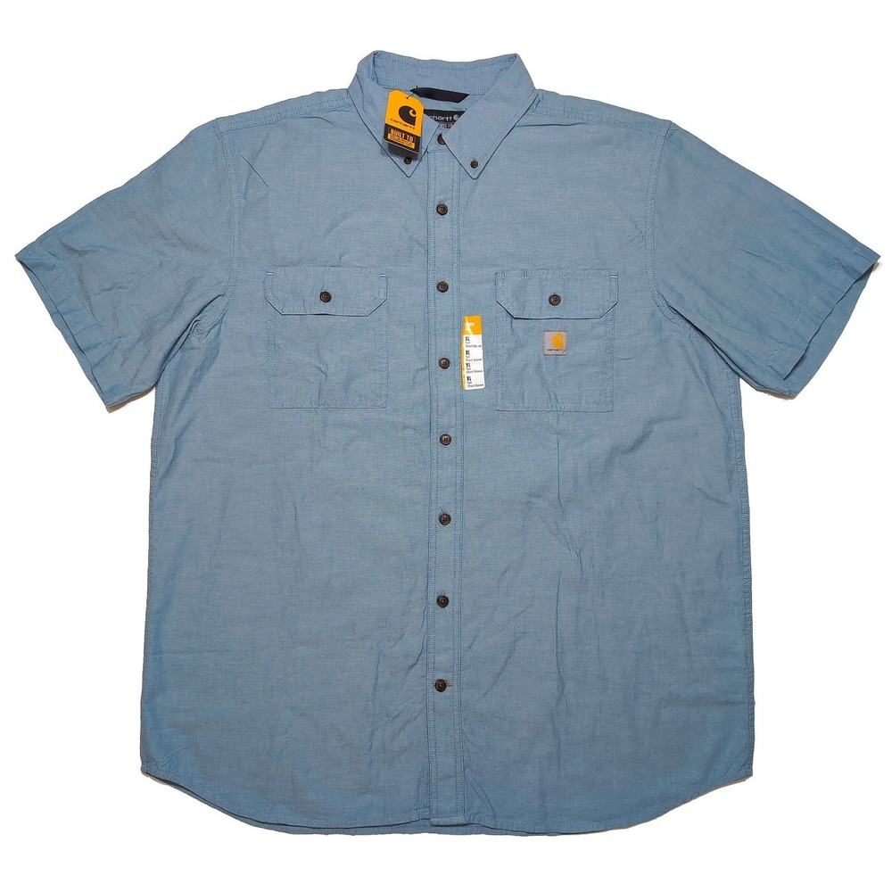 CARHARTT Fort Chambray Short Sleeve Shirt Midweight TW4369 Blue XL Tall XLT ~New